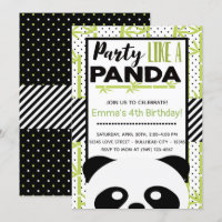 Party Like a Panda Kids Birthday Invitation
