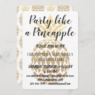 Party Like a Pineapple 25th Wedding Anniversary Invitation