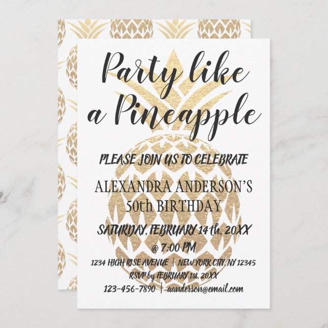 Party Like a Pineapple 50th Birthday Invitation (Front/Back)