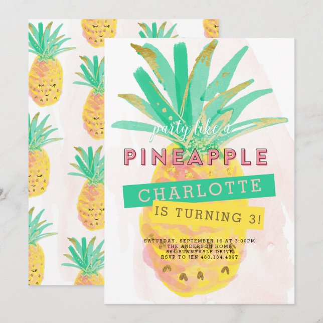 Party Like a Pineapple Birthday Invitation (Front/Back)