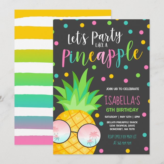 Party Like A Pineapple Birthday Invitation (Front/Back)