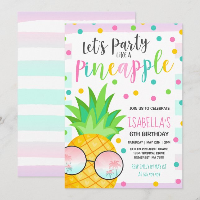 Party Like A Pineapple Birthday Invitation (Front/Back)