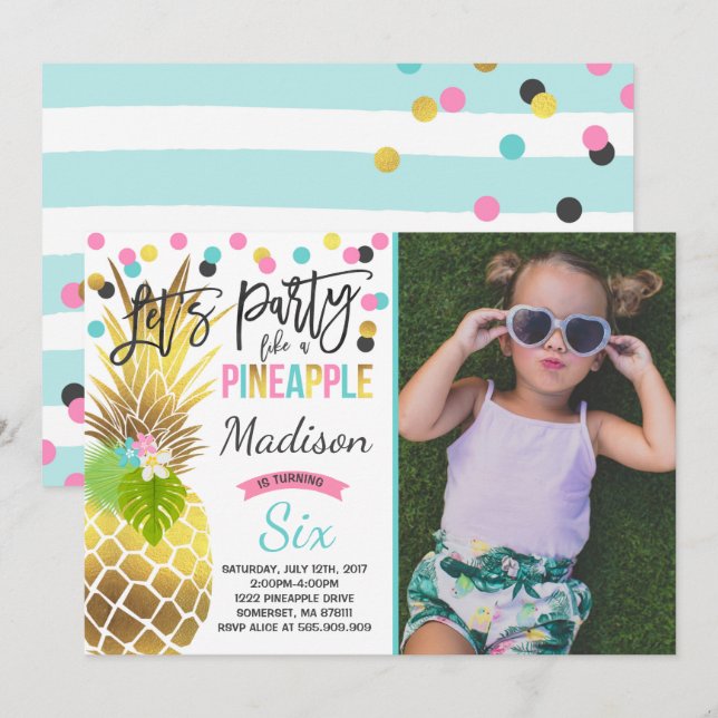 Party Like A Pineapple Birthday Invitation (Front/Back)
