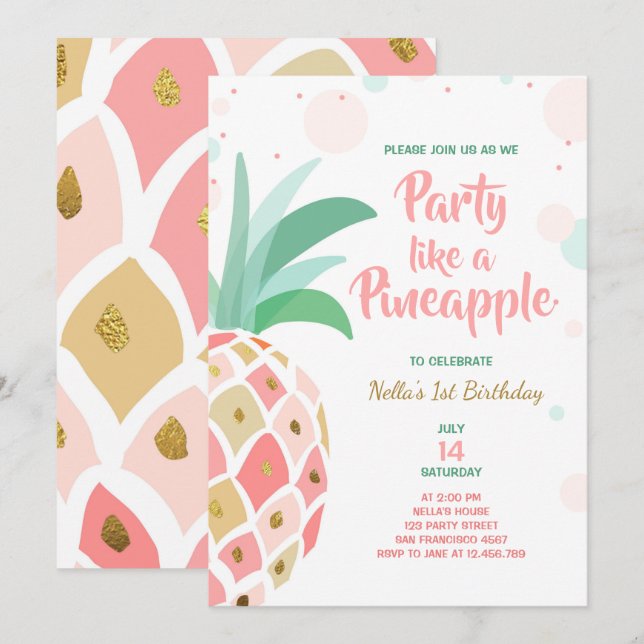 Party like a pineapple birthday invitation Tropic (Front/Back)