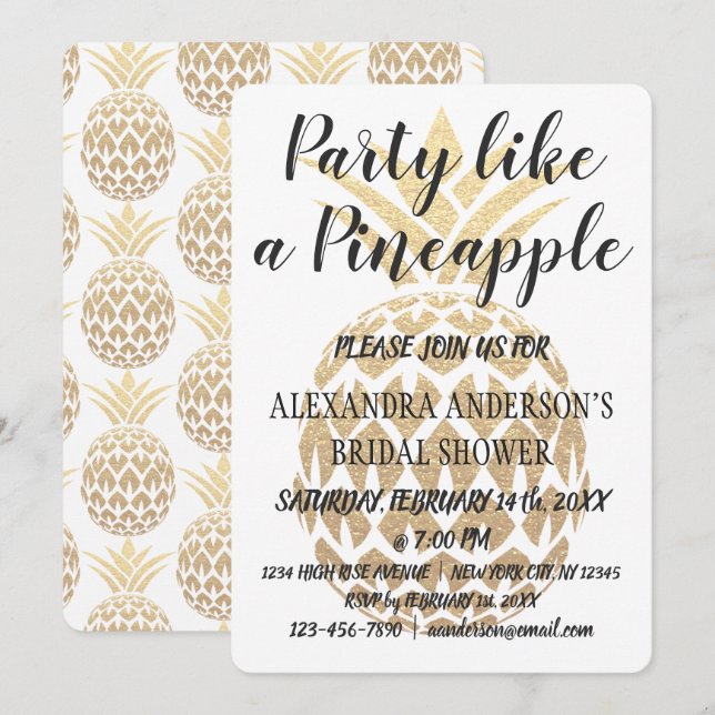 Party Like a Pineapple Bridal Shower Invitation (Front/Back)