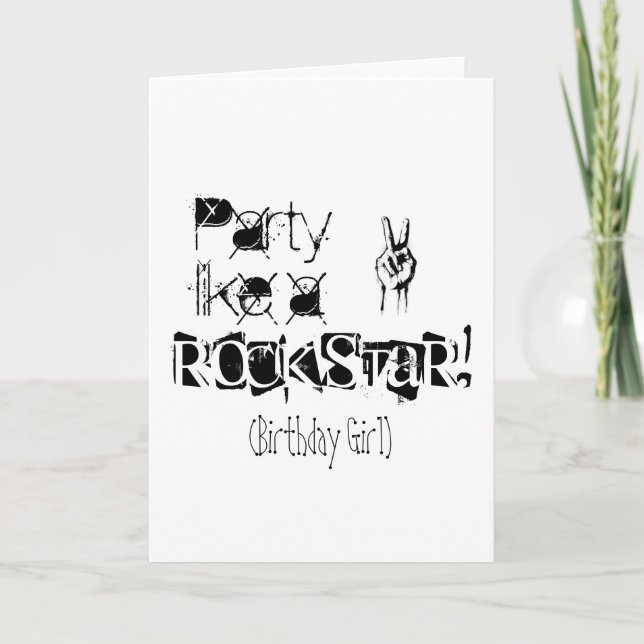 Party like a rockstar birthday card (Front)
