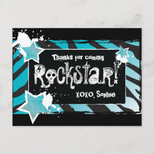 Party Like a Rockstar- Blue Thank You Post Card