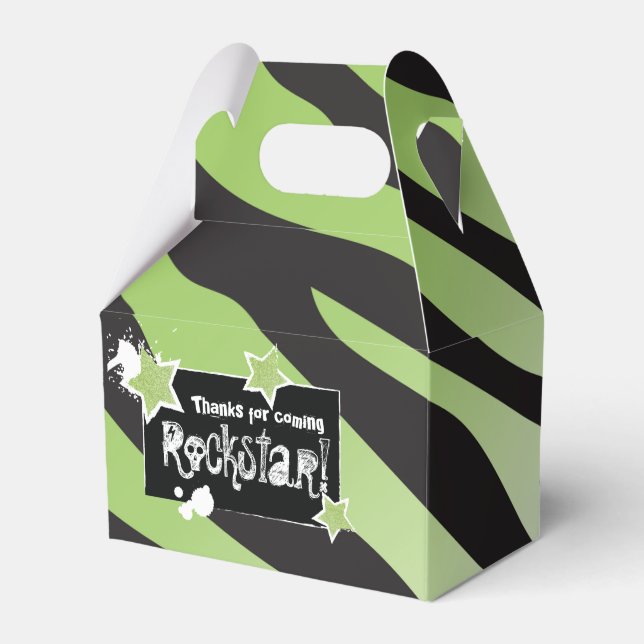 Party Like a Rockstar- Green Favour Box (Front Side)