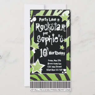 Party Like a Rockstar- Green Invitation Template