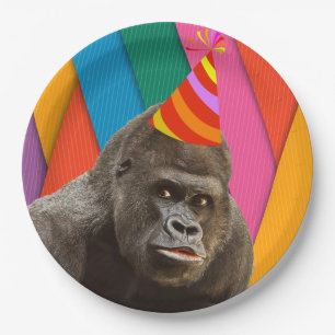Party Like An Animal Gorilla With Hat Birthday Paper Plate
