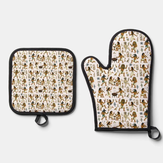 Party Like An Egyptian Oven Mitt & Pot Holder Set (Front)
