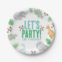 Party like dinosaur, dinosaur birthday Paper Plate
