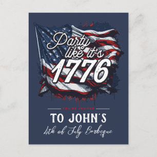  "Party Like It’s 1776" Patriotic Invitation Postcard