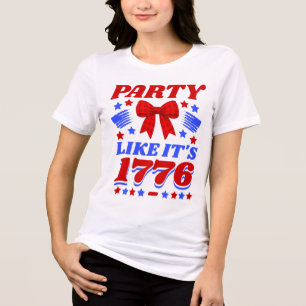 Party Like It’s 1776 Red Gingham Bow Tri-Blend Shirt