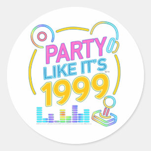 Party Like It’s 1999®™ – Electric Neon Soundtrack Classic Round Sticker