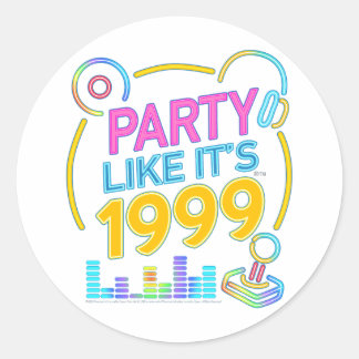 Party Like It’s 1999®™ – Electric Neon Soundtrack Classic Round Sticker