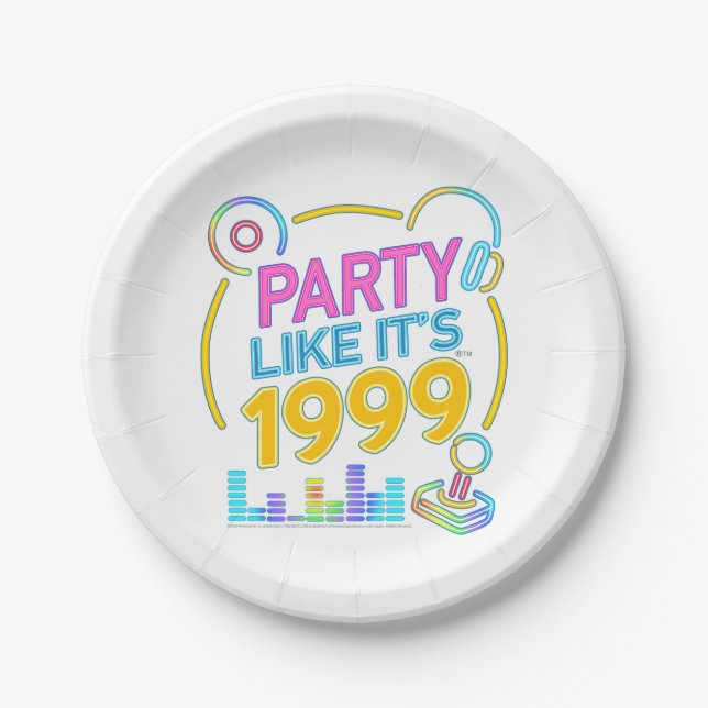 Party Like It’s 1999®™ – Electric Neon Soundtrack Paper Plate (Front)