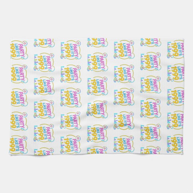 Party Like It’s 1999®™ – Neon Soundtrack Tea Towel (Horizontal)