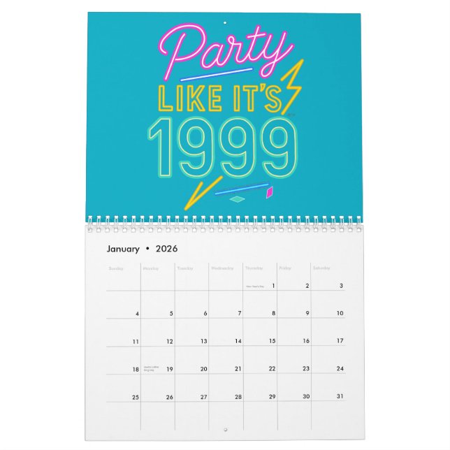 Party Like It’s 1999®™ – Neon Voltage Calendar (Jan 2026)