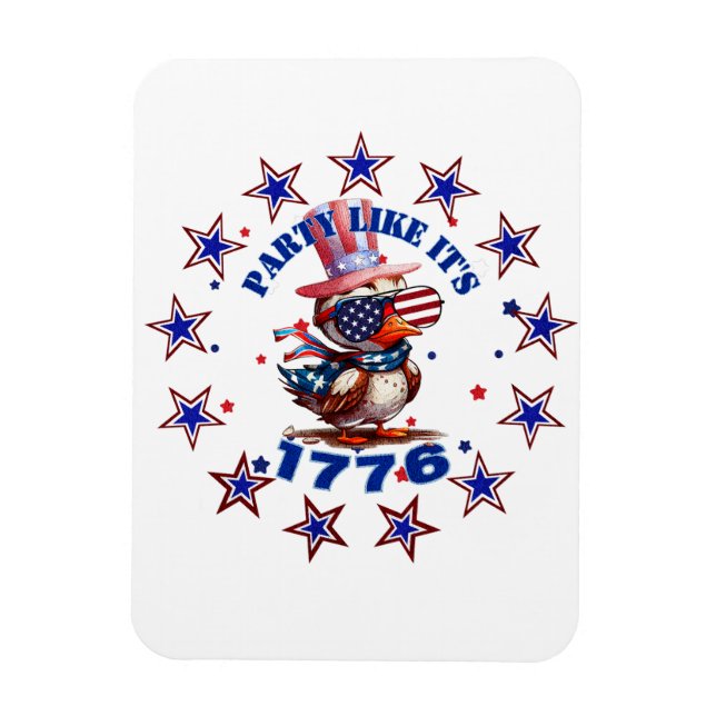 Party Like its 1776 American Eagle and 1776 Flag Magnet (Vertical)