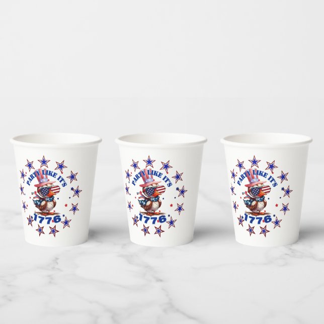 Party Like its 1776 American Eagle and 1776 Flag Paper Cups (Multi)