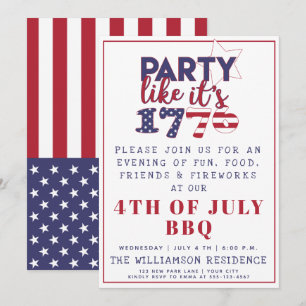 Party like it's 1776 American Flag 4th of July BBQ Invitation