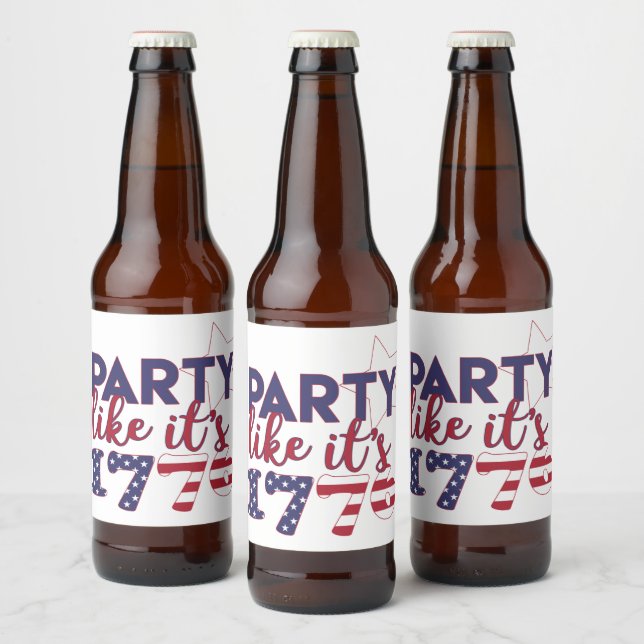 Party like it's 1776 - American Flag Typography Beer Bottle Label (Bottles)