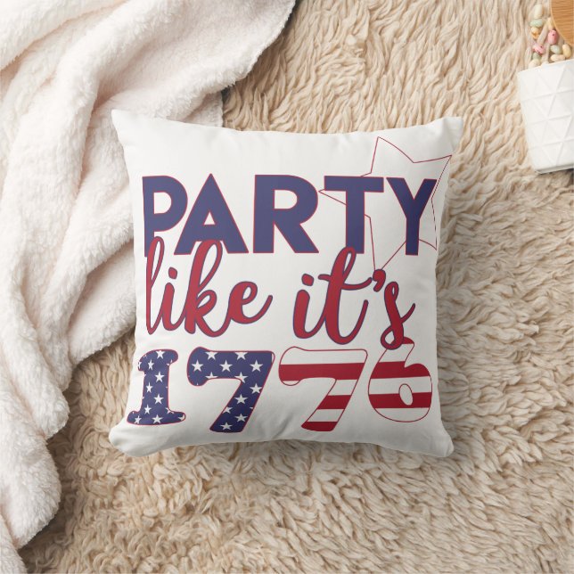 Party like it's 1776 - American Flag Typography Cushion (Blanket)