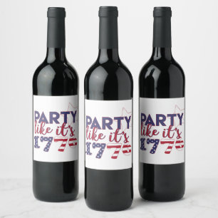 Party like it's 1776 - American Flag Typography Wine Label