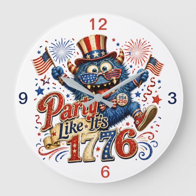 Party Like It's 1776 Large Clock (Front)