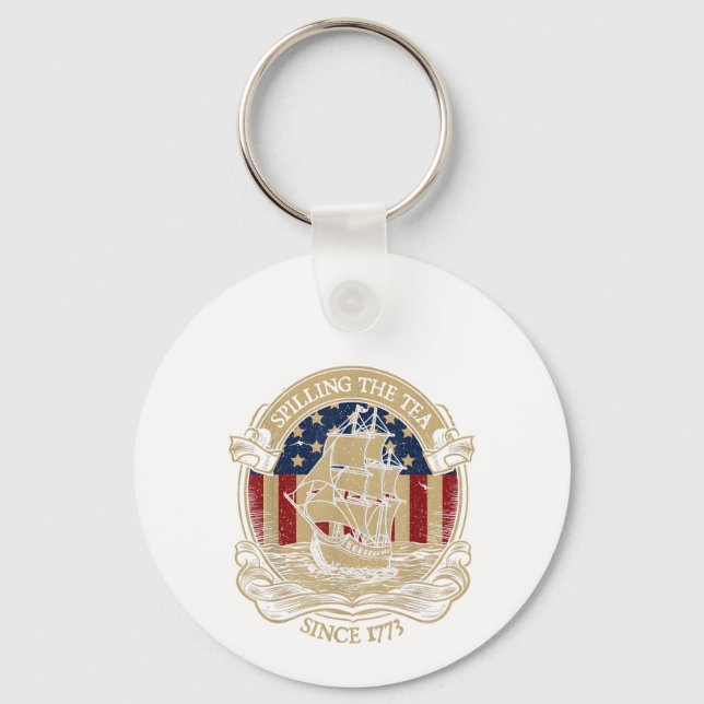 Party Like It's 1776 – Retro George Washington Des Key Ring (Front)