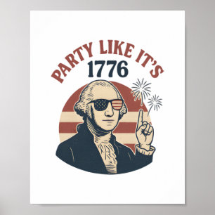Party Like It's 1776 – Retro George Washington Des Poster