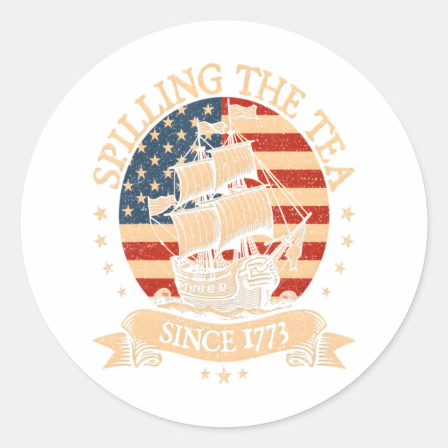 Party Like It's 1776 – Retro Patriotic Bow Classic Round Sticker (Front)