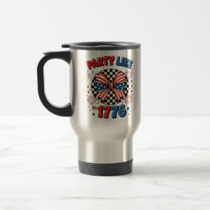 Party Like It's 1776 – Retro Patriotic Bow Travel Mug