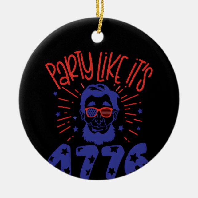 Party Like It's 1779 Treding Ceramic Tree Decoration (Front)