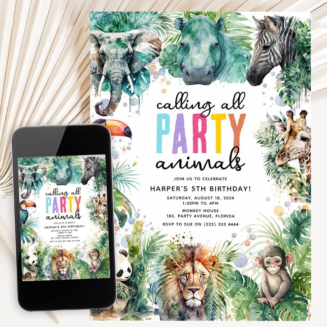 Party Like It's Your Birthday Sarfari Themed Kids Invitation (Creator Uploaded)