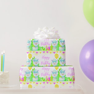 Party Llama Happy birthday Wrapping Paper