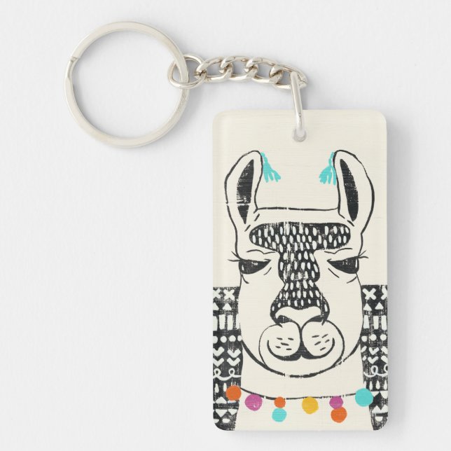 Party Llama - Portrait Key Ring (Front)