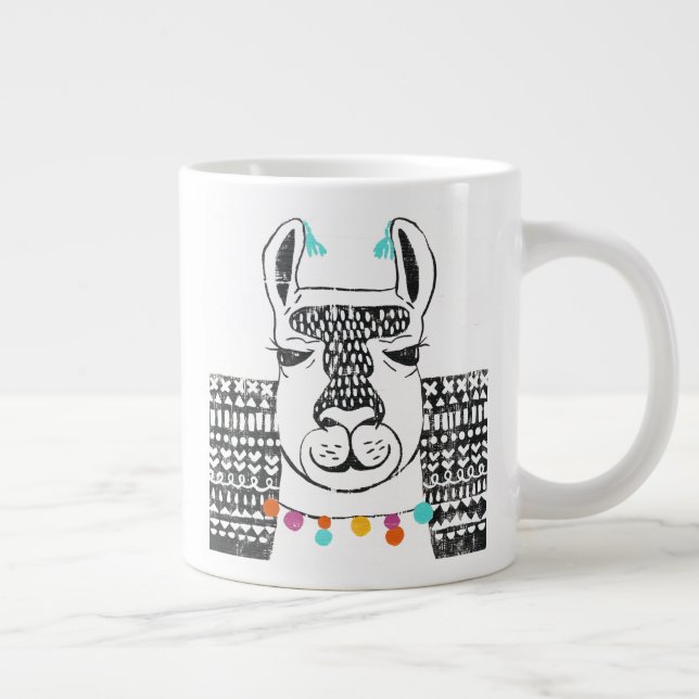 Party Llama - Portrait Large Coffee Mug (Right)
