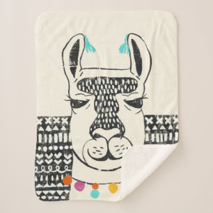 Party Llama - Portrait Sherpa Blanket