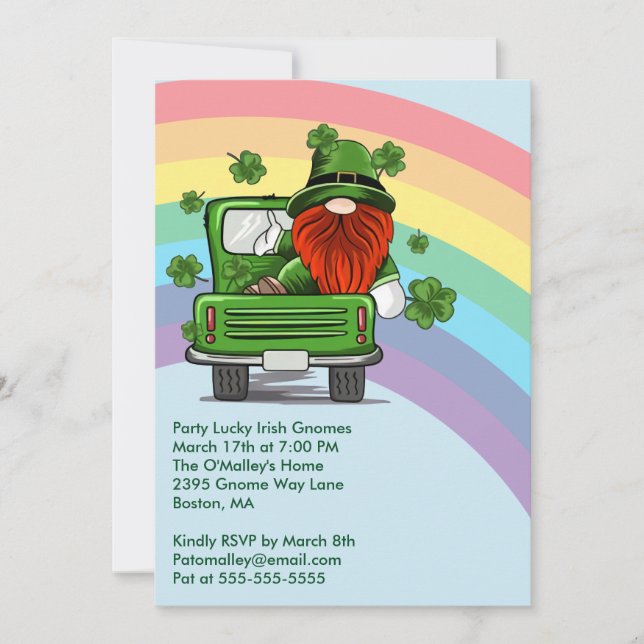 Party Lucky Irish Gnomes St Patricks Day Invite (Front)