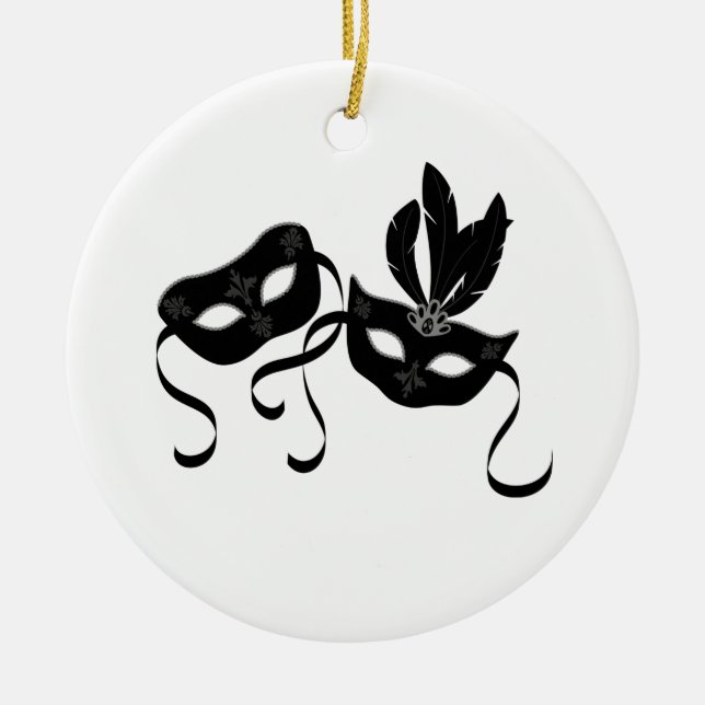 Party Masks Ceramic Tree Decoration (Front)