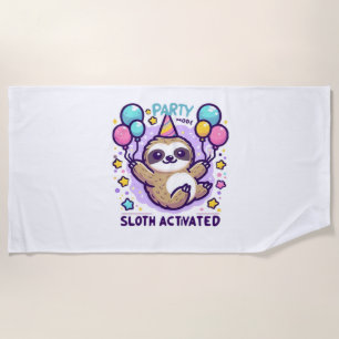 Party Mode Sloth Activated Birthday Balloon Sloth Beach Towel