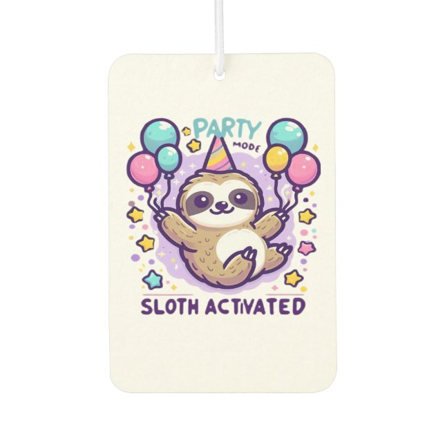 Party Mode Sloth Activated Birthday Balloon Sloth  Car Air Freshener (Front)