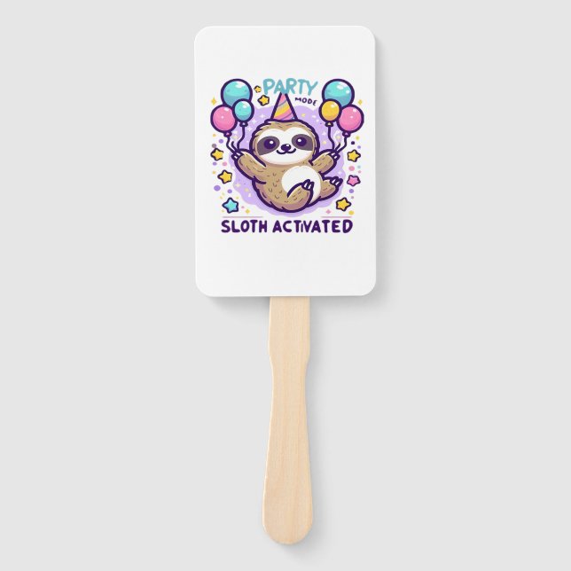 Party Mode Sloth Activated Birthday Balloon Sloth  Hand Fan (Front)