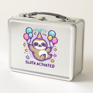 Party Mode Sloth Activated Birthday Balloon Sloth Metal Lunch Box