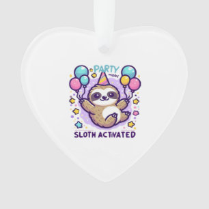 Party Mode Sloth Activated Birthday Balloon Sloth  Ornament