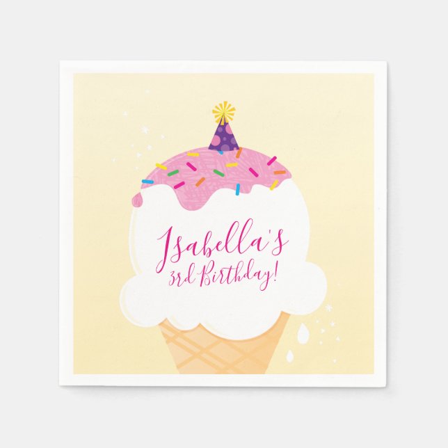 PARTY modern cute retro ice cream cone sprinkles Napkin (Front)