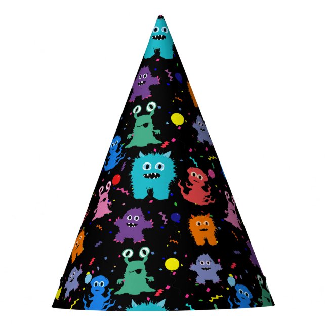 Party Monster Pattern Colourful Monsters Kids Part Party Hat (Front)