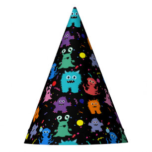 Party Monster Pattern Colourful Monsters Kids Party Hat